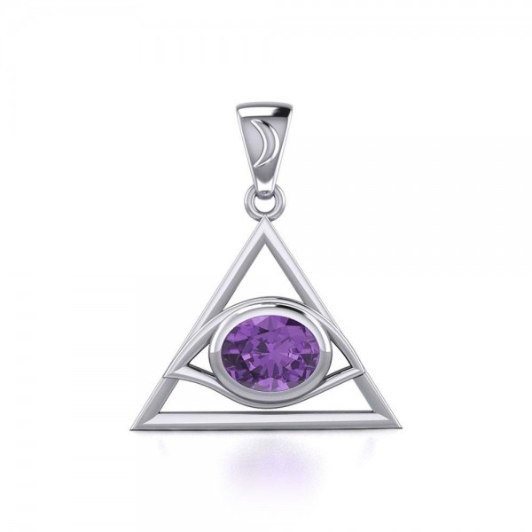 Eye of The Pyramid Silver Pendant with Gem