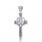 Celtic Cross with Trinity Heart Silver Pendant