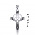 Croix celtique avec pendentif en argent Trinity Heart