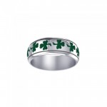 Lifebs a fortune and luck ~ Celtic Shamrock Sterling Silver Ring in Green Enamel