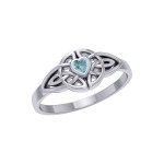 Celtic Knotwork Ring With Heart Gemstone