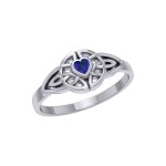 Celtic Knotwork Ring With Heart Gemstone