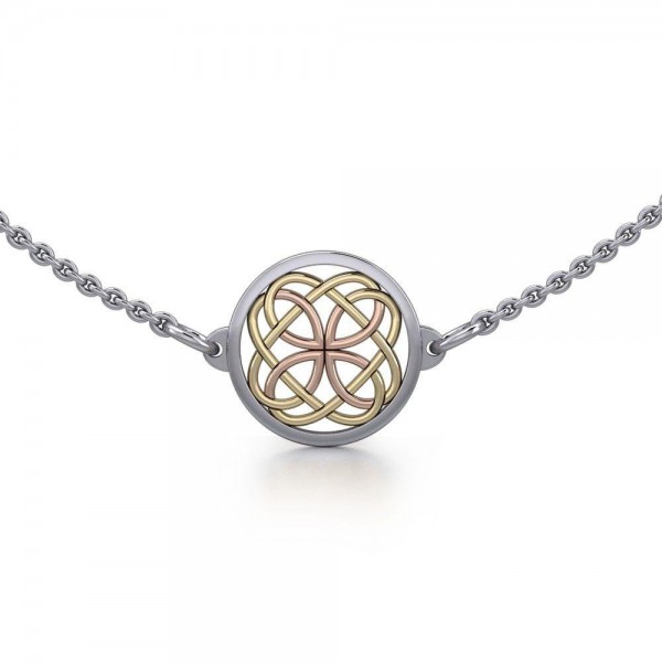 Circle Celtic Knot Three Tone Necklace