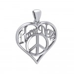 Love Peace Angel Wings Silver Pendant with Gemstone