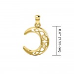 Solid Gold Celtic Crescent Moon Pendant