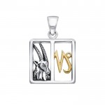 Capricorn Zodiac Symbol Silver Pendant