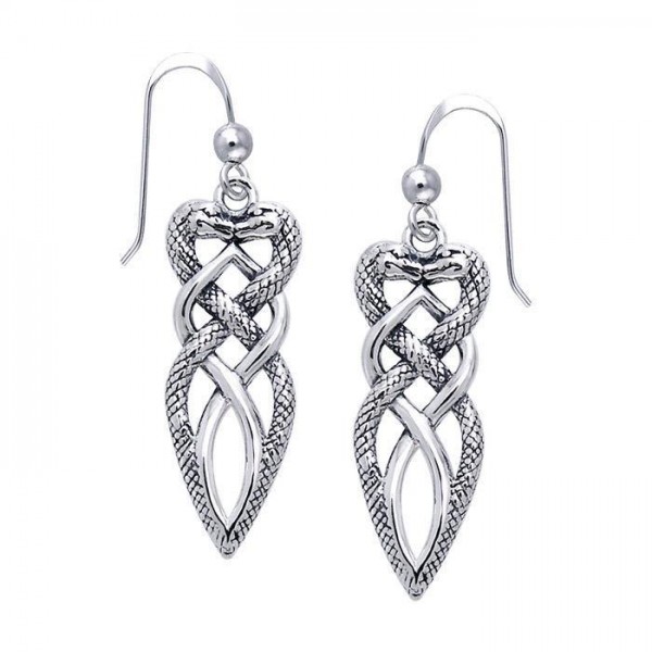 Healing legend and transformation ~ Sterling Silver Jewelry Celtic Snake Dangle Earrings
