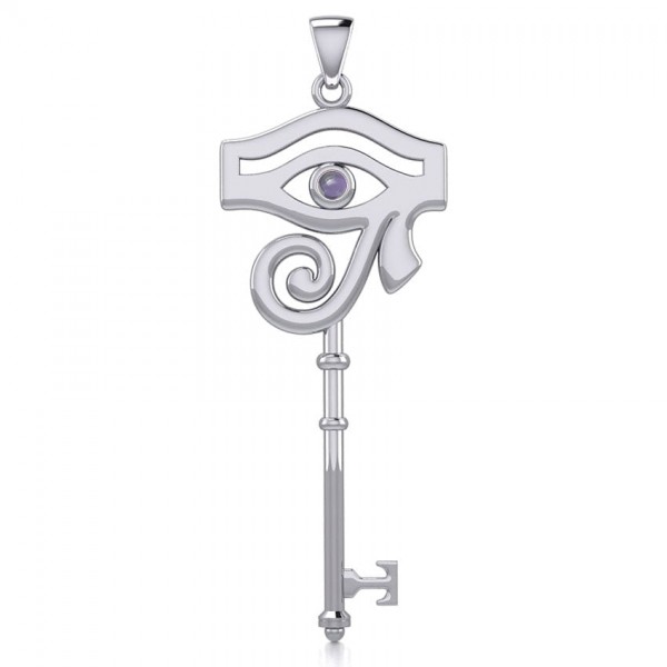The Eye of Horus Spiritual Enchantment Key Silver Pendant with Gem