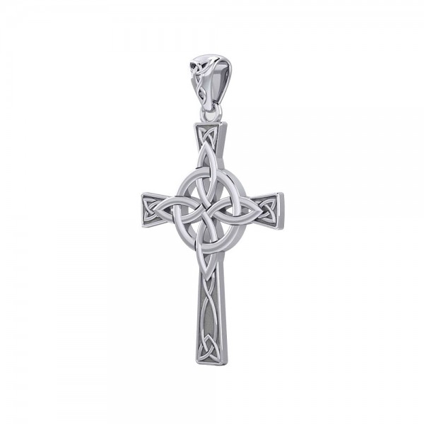 Celtic Cross with Four Point Knot Silver Pendant