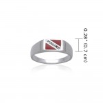 Hawaii Island Dive Flag and Dive Equipment Silver Small Ring