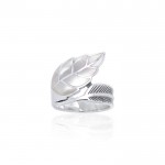 Silver Leaf with Inlay Stone Ring