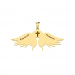 Pendentif en or massif Ailes d’ange gardien avec signe du zodiaque Capricorne