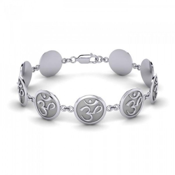 Manifest the Spiritual Link ~ OM Sterling Silver Link Bracelet