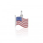 Silver American Flag with Enamel Charm