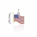 Silver and Gold American Flag with Enamel Charm