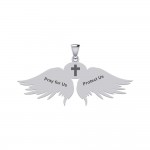 Guardian Angel Wings Silver Pendant with Capricorn Zodiac Sign