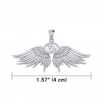 Guardian Angel Wings Silver Pendant with Capricorn Zodiac Sign