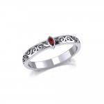 Silver Celtic Spiral Ring with Marquise Gemstone