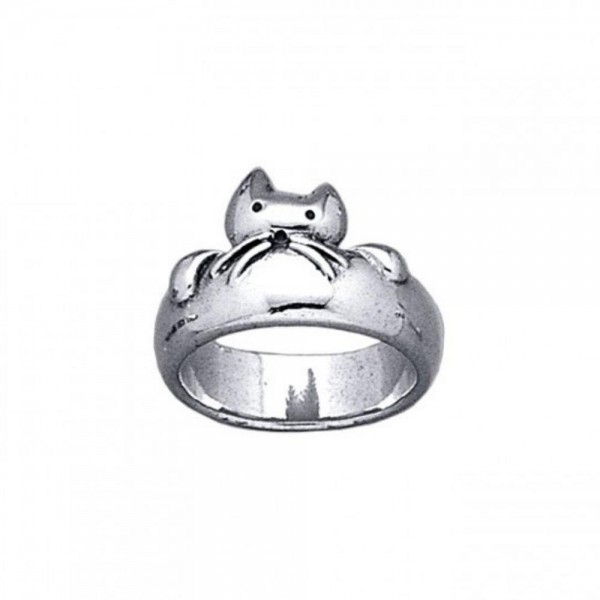 Revered companion Sterling Silver Cat Ring