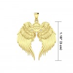 Guardian Angel Wings Solid Gold Pendant with Aquarius Zodiac Sign
