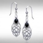 A gem of eternity ~ Celtic Knotwork Sterling Silver Dangle Earrings with Gemstone