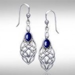 A gem of eternity ~ Celtic Knotwork Sterling Silver Dangle Earrings with Gemstone