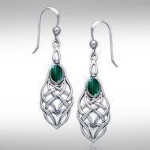 Un joyau d’éternité ~ Celtic Knotwork Sterling Silver Dangle Boucles d’oreilles avec gemstone