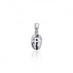 Letter F on Coffee Bean Silver Pendant