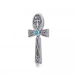Celtic Ankh Tree of Life Silver Pendant with Gem