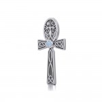 Celtic Ankh Tree of Life Silver Pendant with Gem