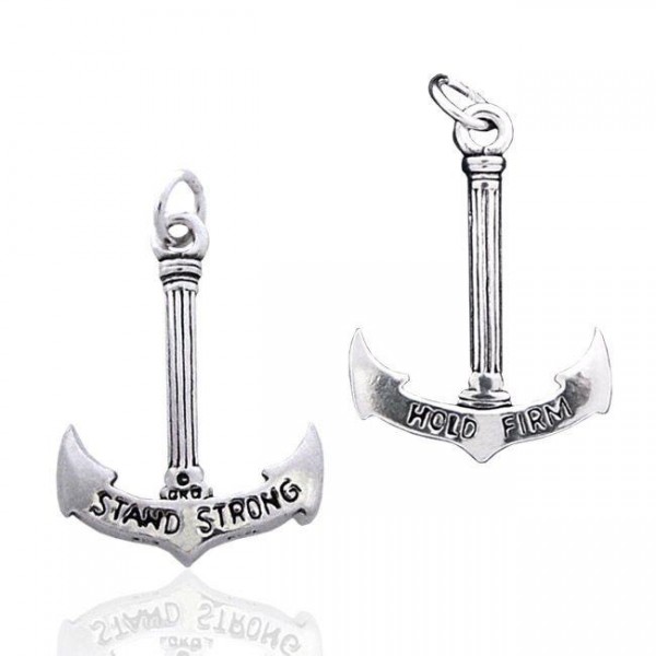Stand Strong and Hold Firm Anchor Silver Charm