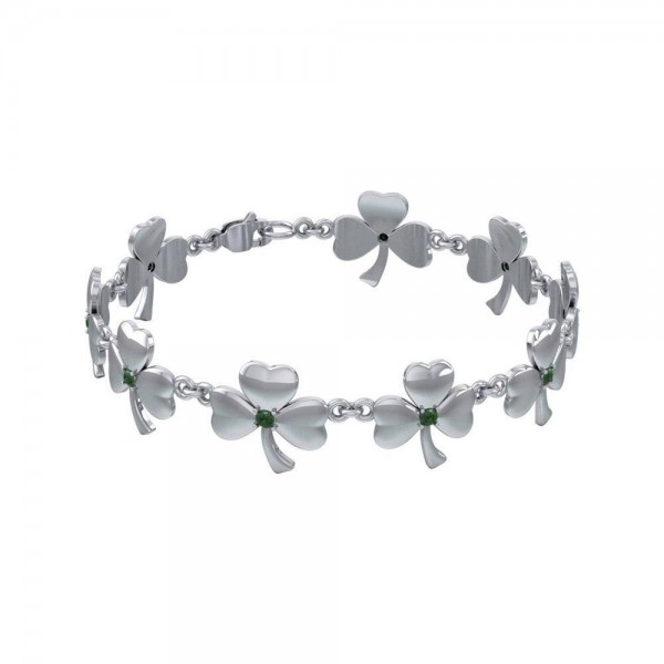 The happiness of the heart ~ Sterling Silver Jewelry Celtic Shamrock Bracelet