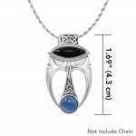 An elegant fusion of art ~ Sterling Silver Celtic Maori Pendant Jewelry with Gemstone Centerpiece