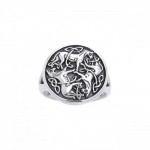 Un triquetra équestre stylisé ~ Celtic Knotwork Horse Sterling Silver Ring