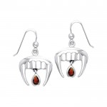 Vampire Teeth with Blood Drops Silver and Gem Earrings