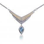 Célébrez la vie dans l’éternité ~ Celtic Knotwork Sterling Silver Necklace Bijoux avec accent d’or et pierre précieuse