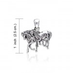 Two Horses Silver Pendant