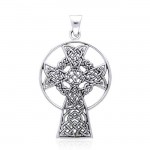 Celtic Knotwork St. Andrews Cross Silver Pendant