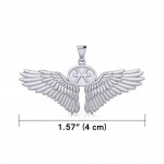 Guardian Angel Wings Silver Pendant with Pisces Zodiac Sign