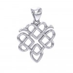 Triple Celtic Knotwork Heart Silver Pendant
