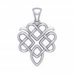 Triple Celtic Knotwork Heart Silver Pendant