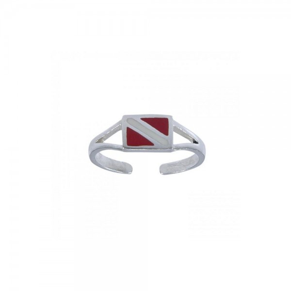 Wear your diving symbol ~ Sterling Silver Jewelry Dive Flag Toe Ring