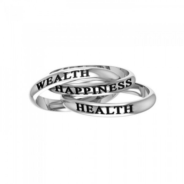 Health Wealth Happiness Silver Ring