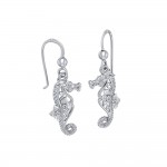 Most precious jewel of the ocean ~ Sterling Silver Seahorse Filigree Hook Earrings Jewelry