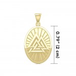 Solid Gold Viking Valknut Oval Pendant Jewelry