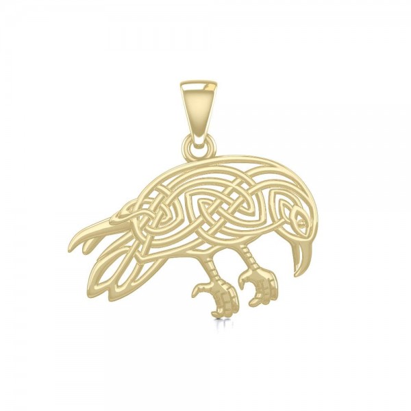 Mythical Raven Solid Gold Jewelry Pendant