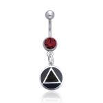 AA Symbol Silver Belly Button Ring
