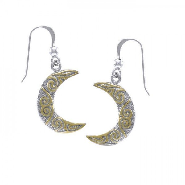 Celtic Moon Spiral Earrings
