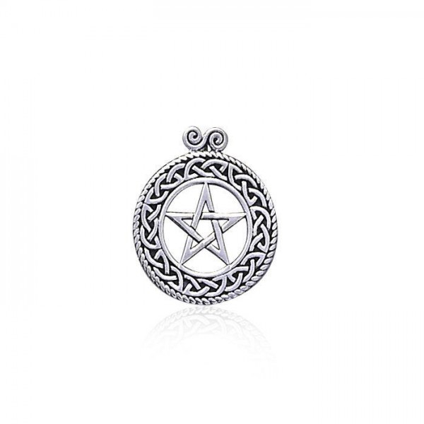 Large Celtic Pentagram Pentacle Silver Pendant
