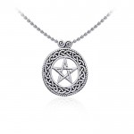 Large Celtic Pentagram Pentacle Silver Pendant